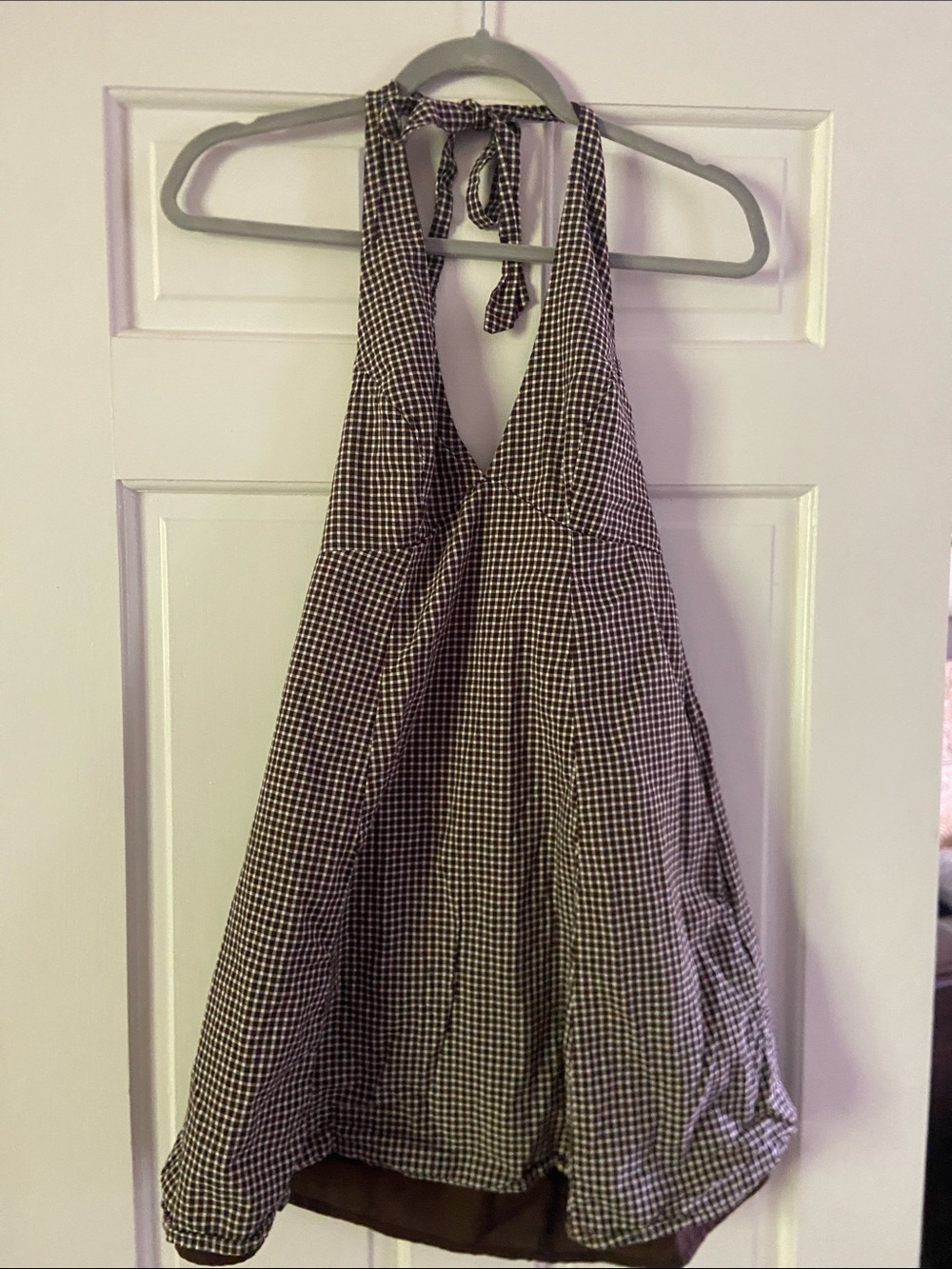 Hollister brown & White Gingham Halter Dress